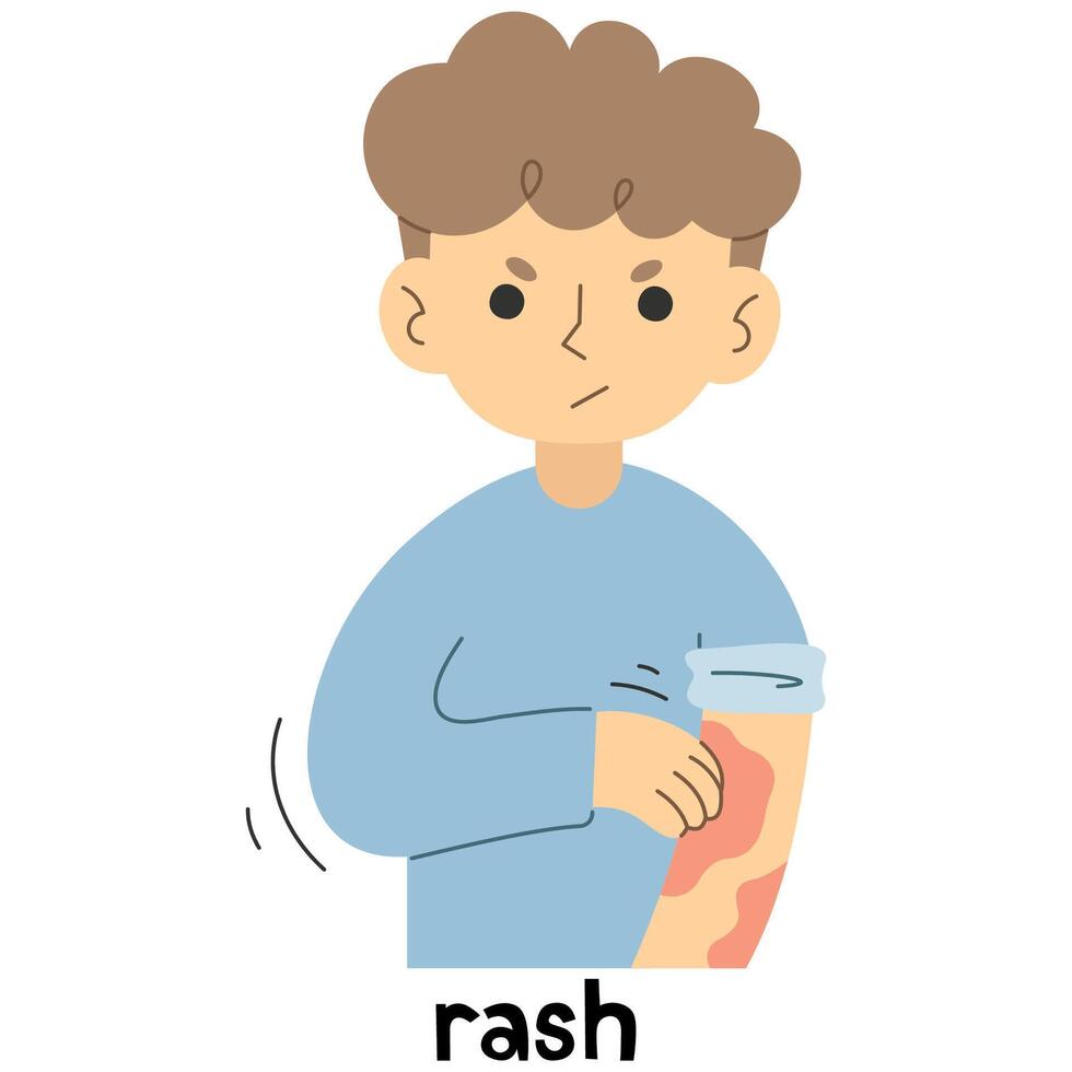 Rash 1 cute on a white background, illustration. vector