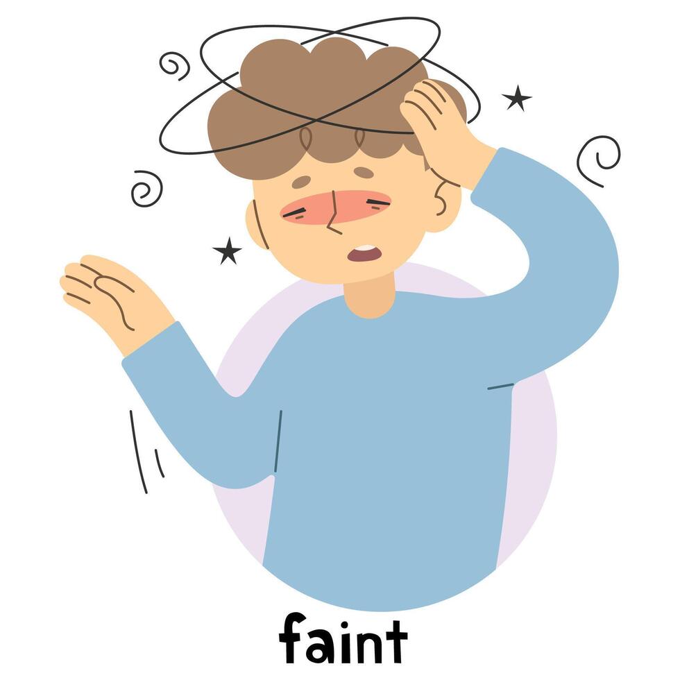 Faint 3 cute on a white background, illustration. vector