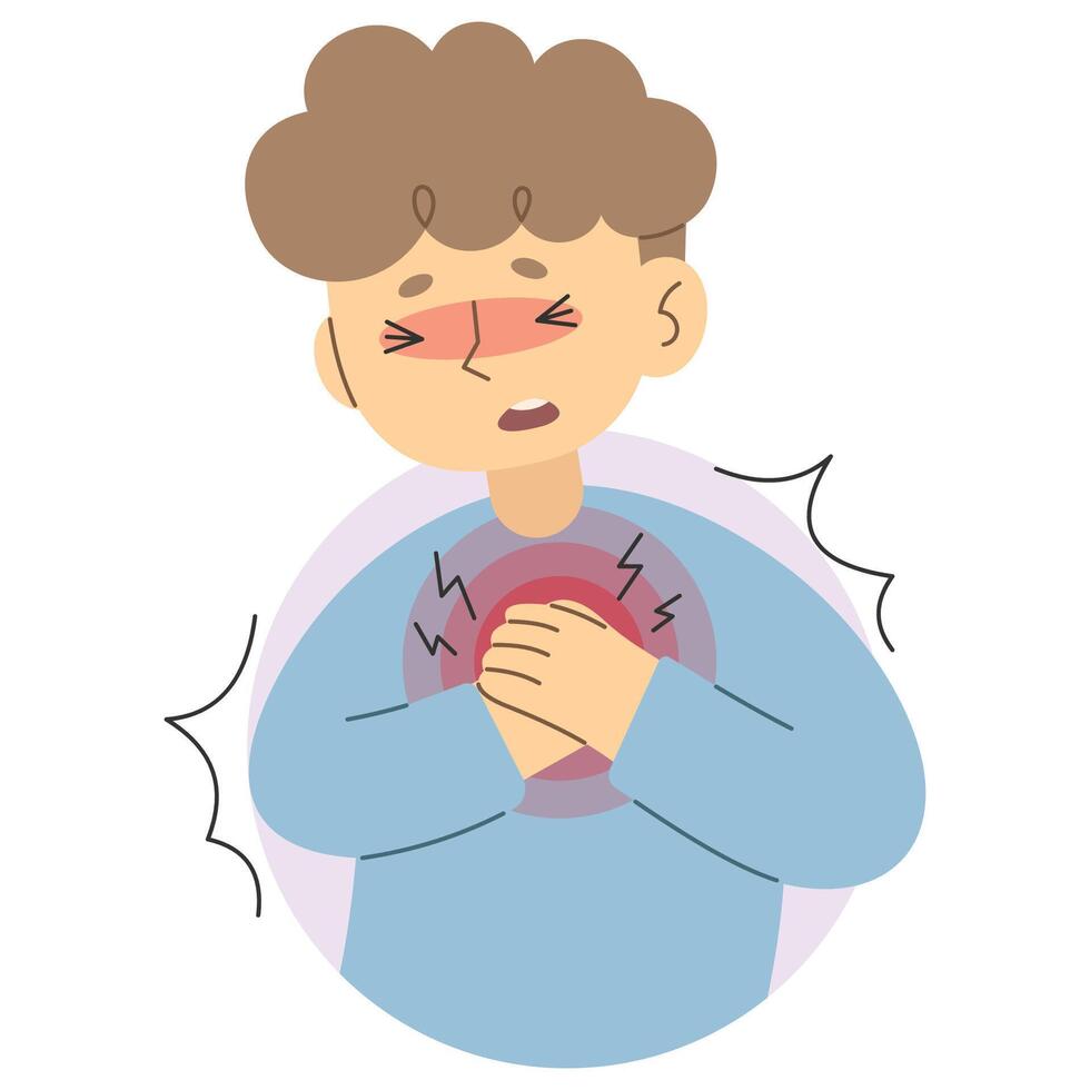 Chest Pain 4 cute on a white background, vector illustration.