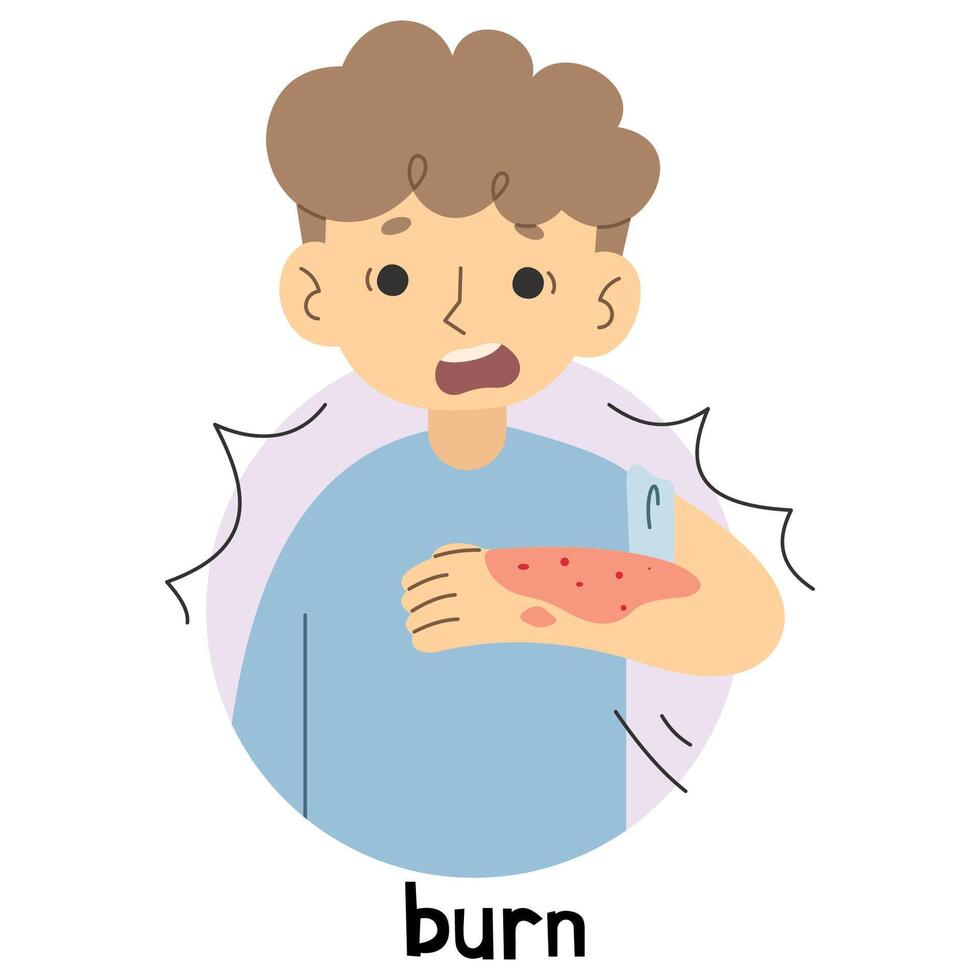 Burn 3 cute on a white background, illustration. vector