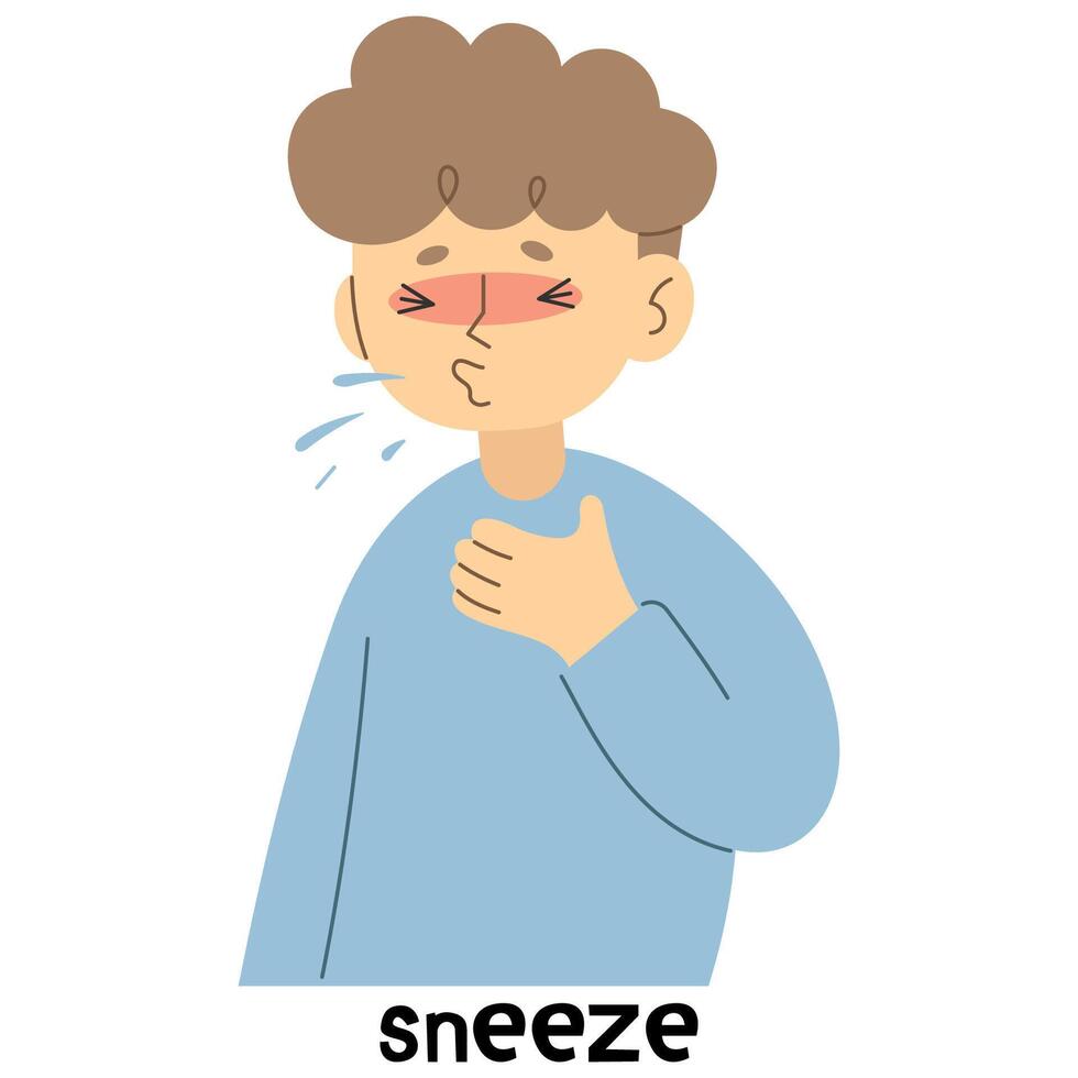 Sneeze 1 cute on a white background, vector illustration.