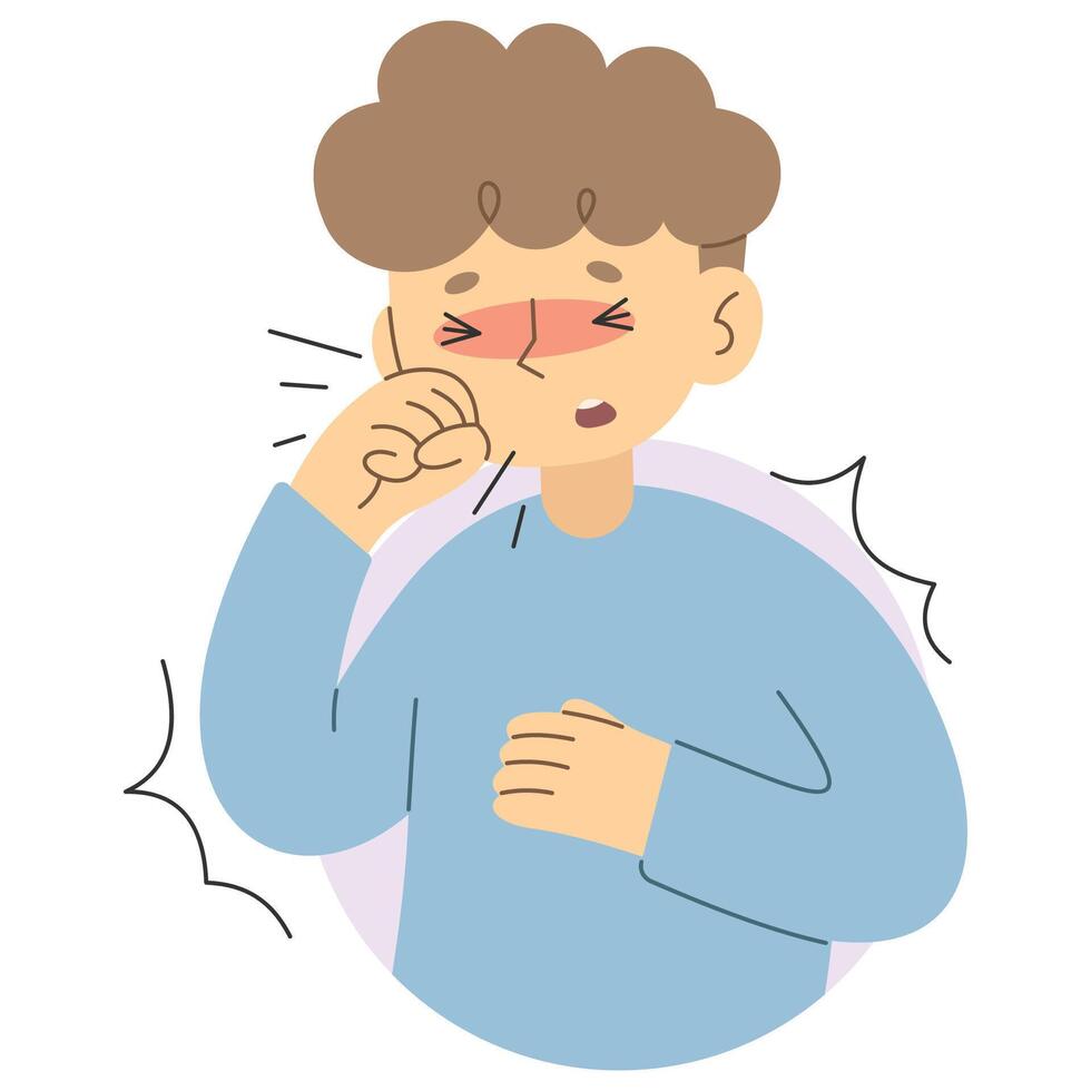 Cough 4 cute on a white background, vector illustration.