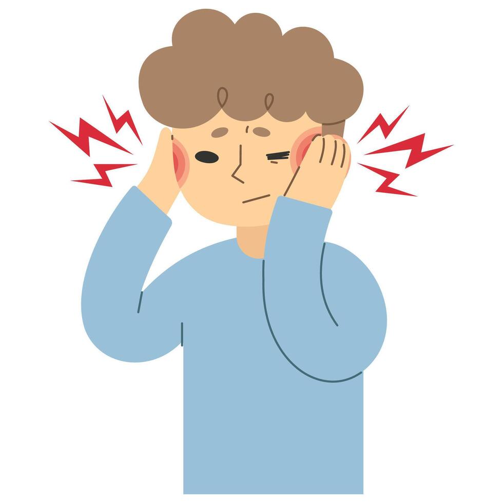 Earache 2 cute on a white background, vector illustration.