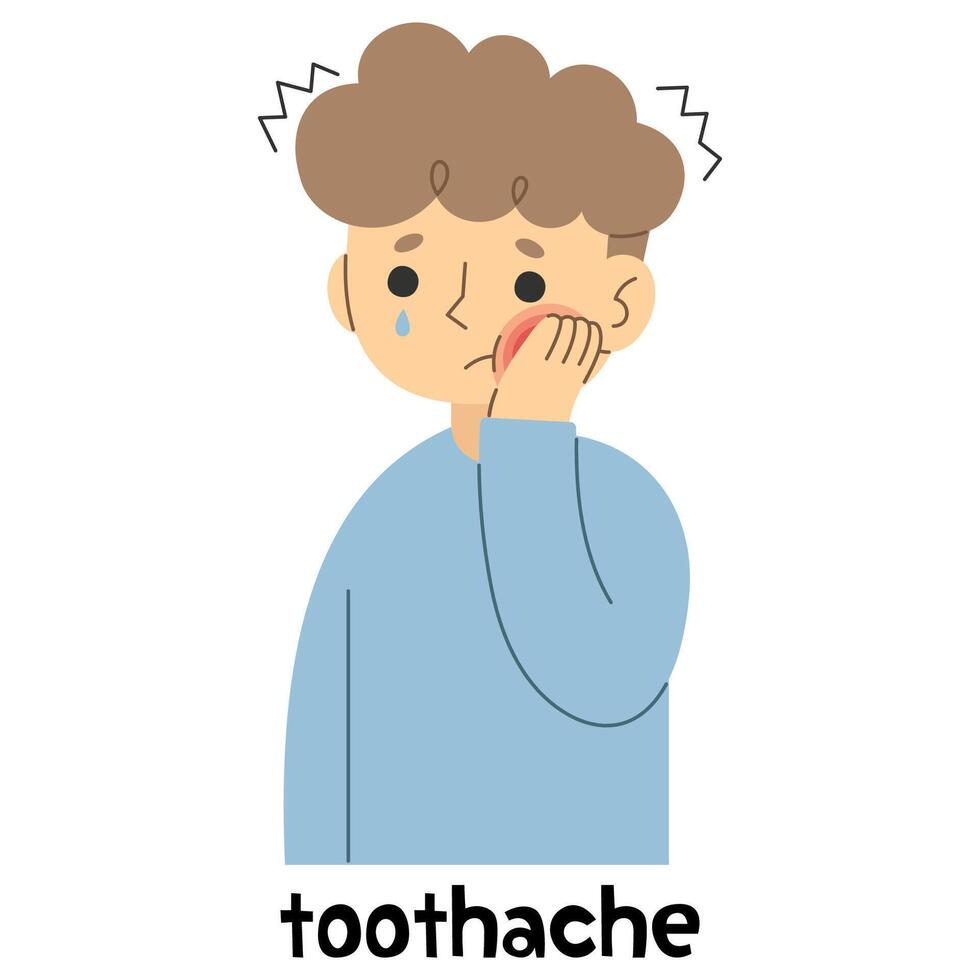 Toothache on a white background, vector illustration.