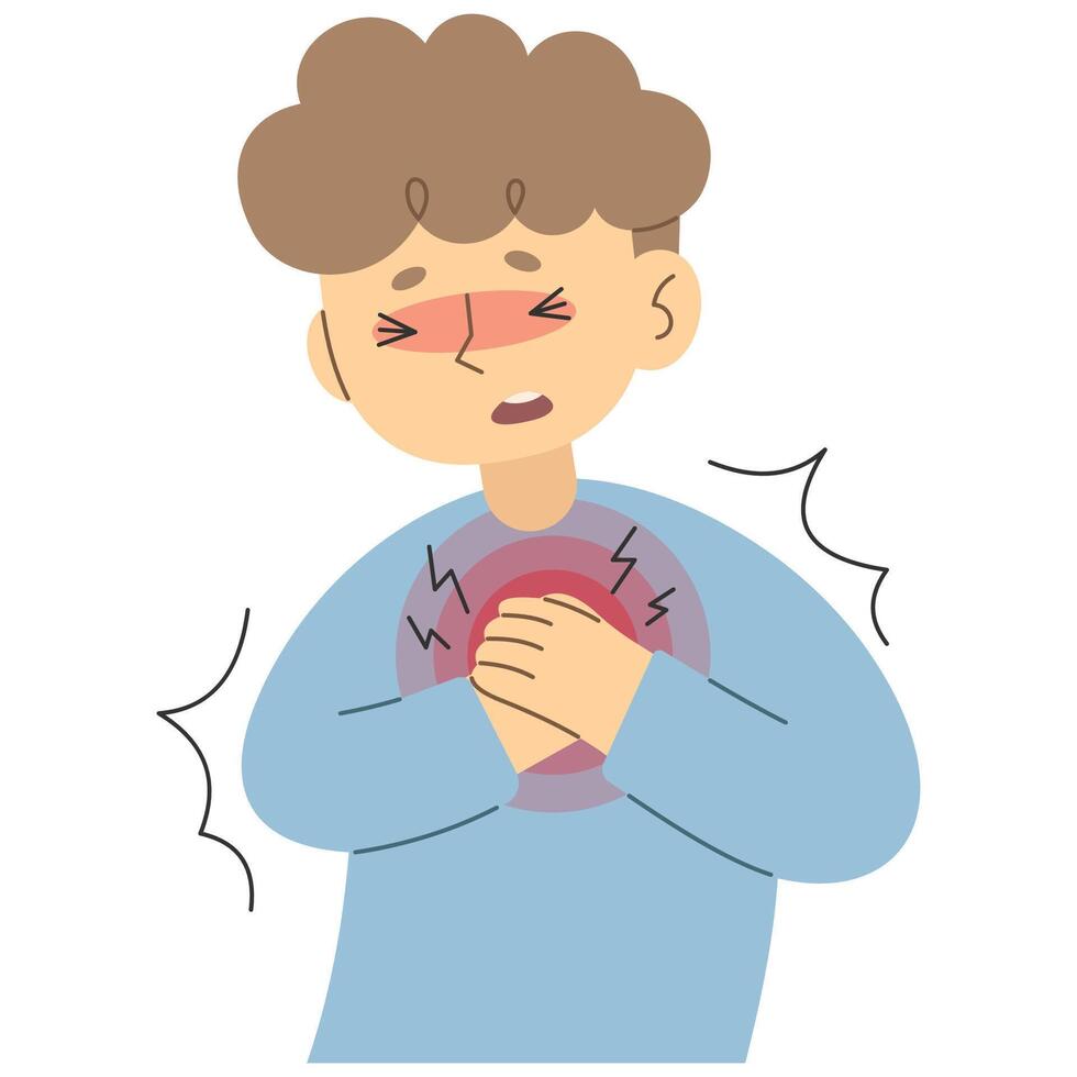 Chest Pain 2 cute on a white background, vector illustration.