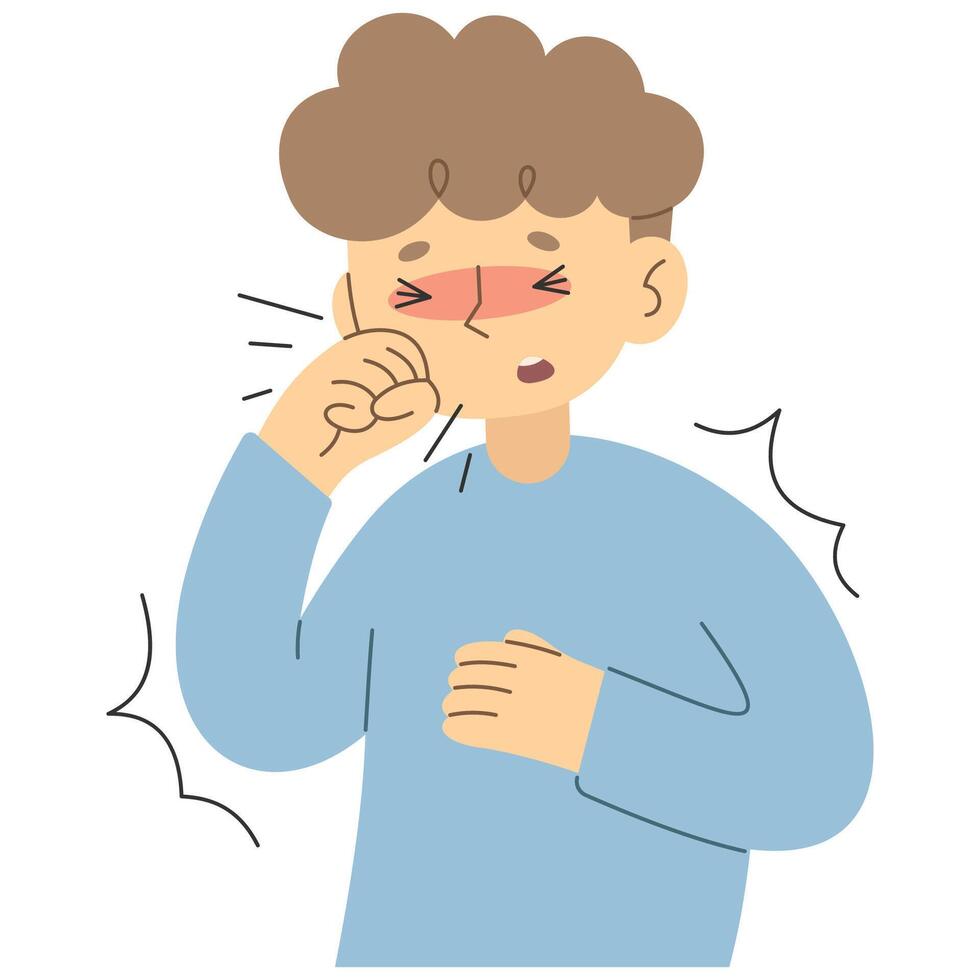 Cough 2 cute on a white background, vector illustration.