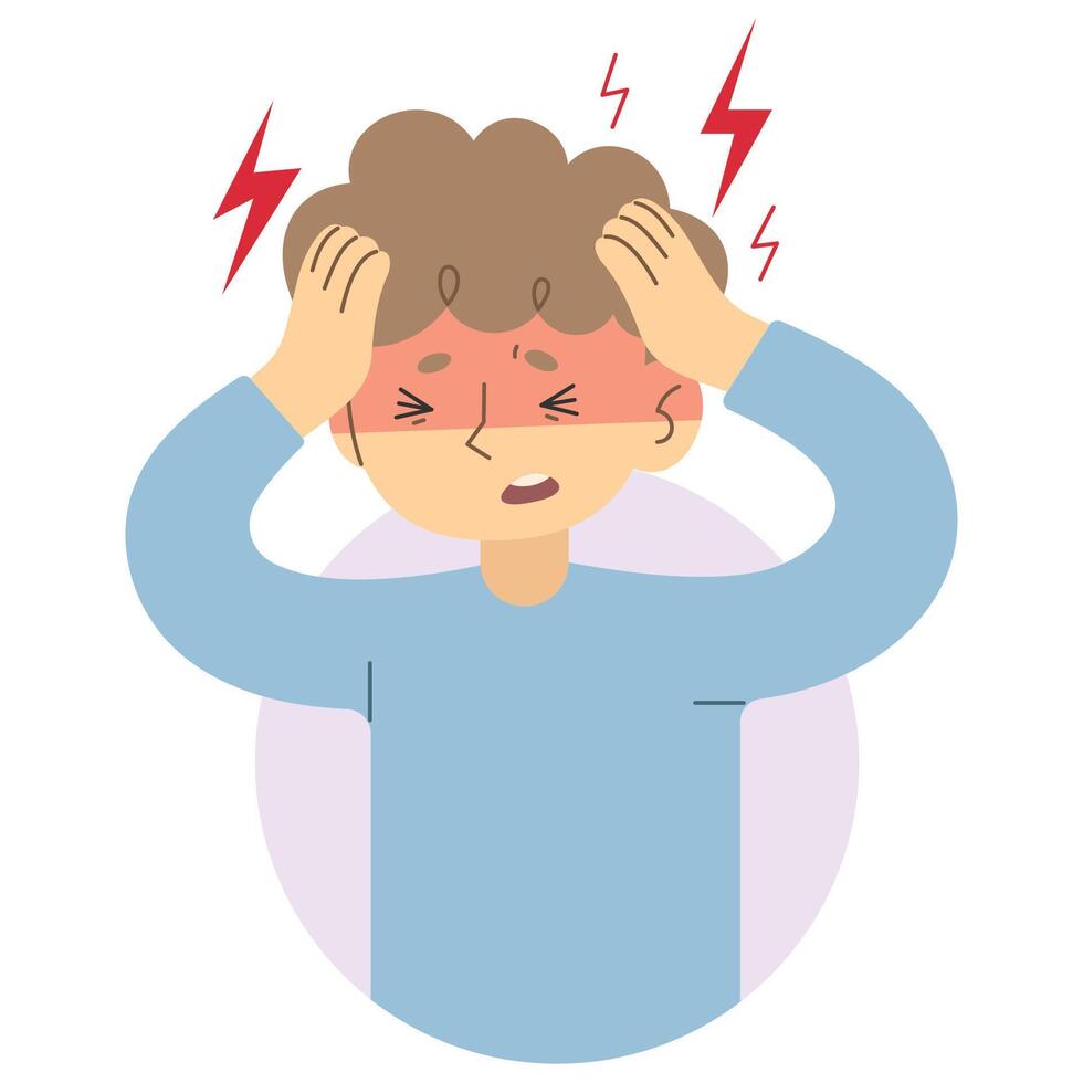 Headache 4 cute on a white background, vector illustration.