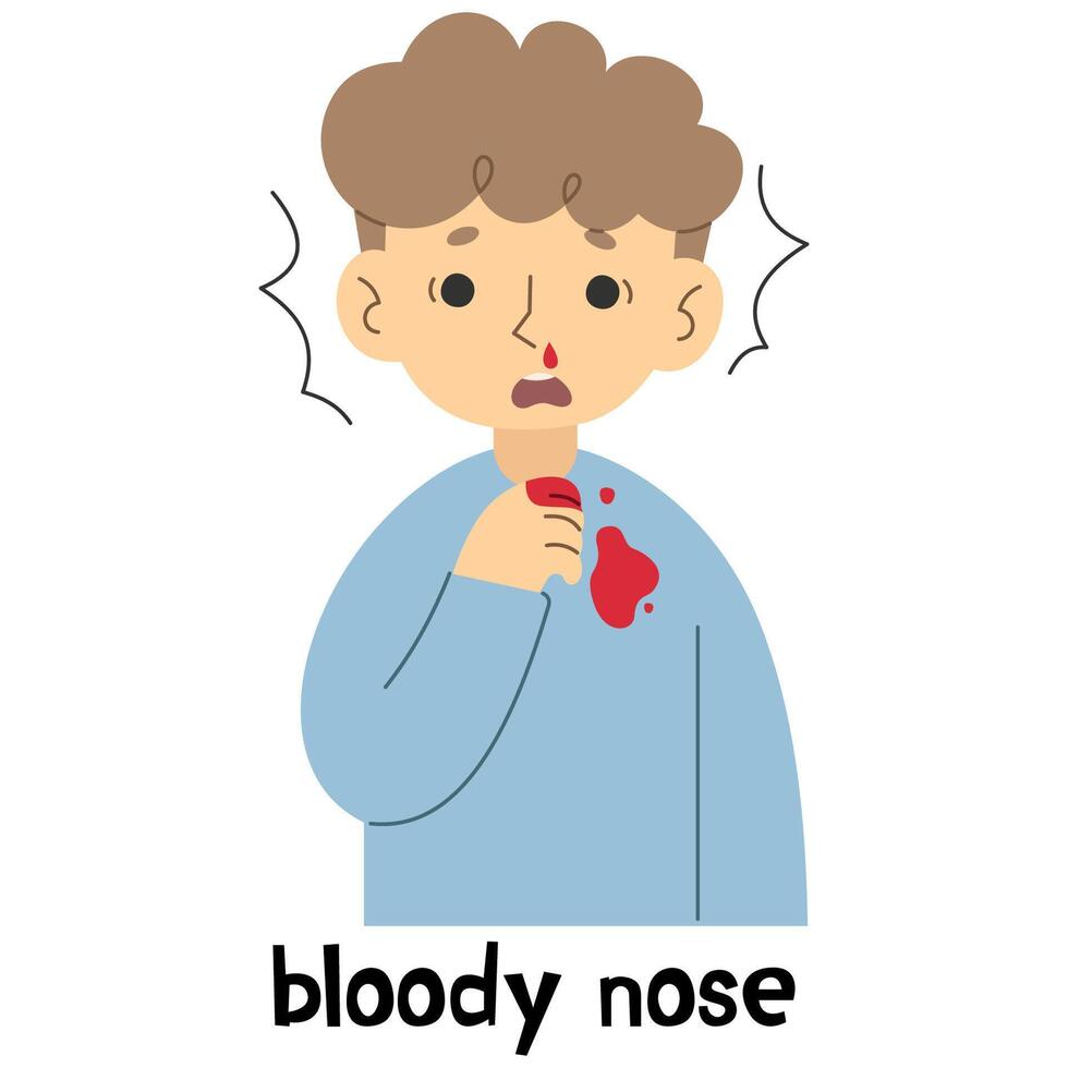 Bloody nose 1 cute on a white background, vector illustration.