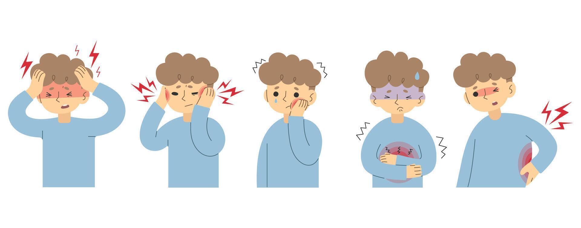 Symptoms 5 cute on a white background, vector. vector
