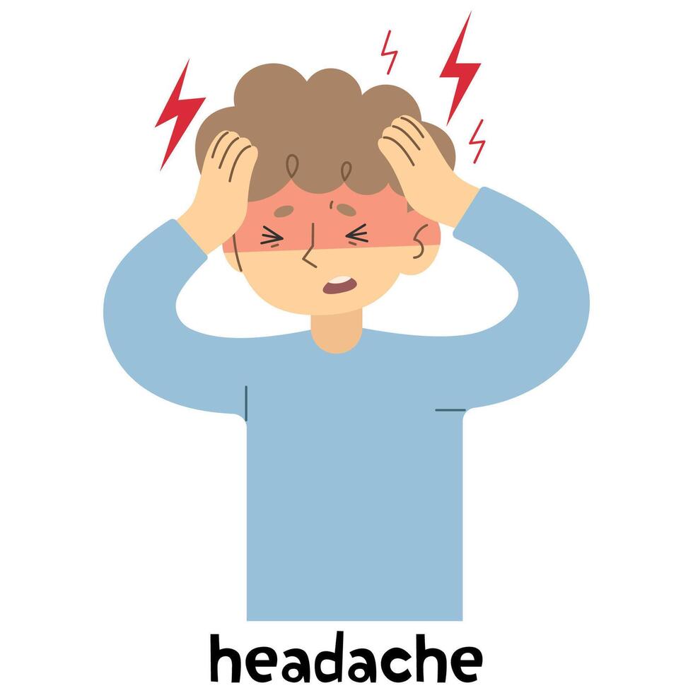 Headache 1 cute on a white background, vector illustration.