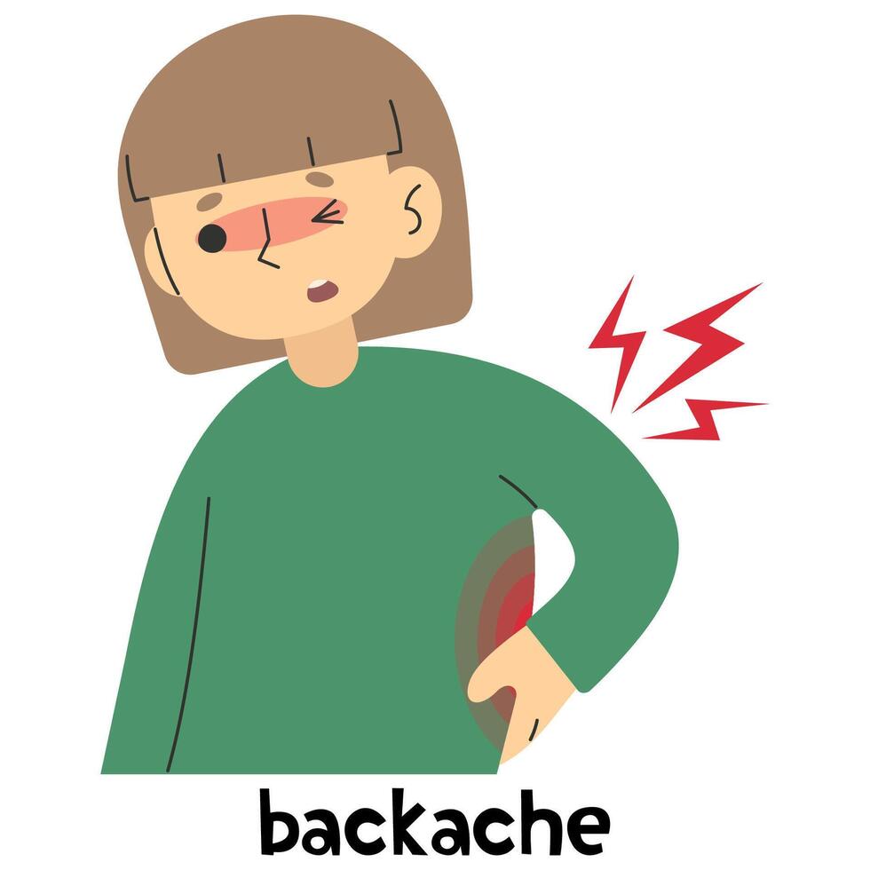 Backache 5 cute, vector illustration.