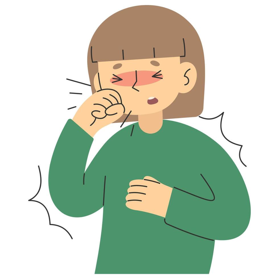 Cough 6 cute, vector illustration.