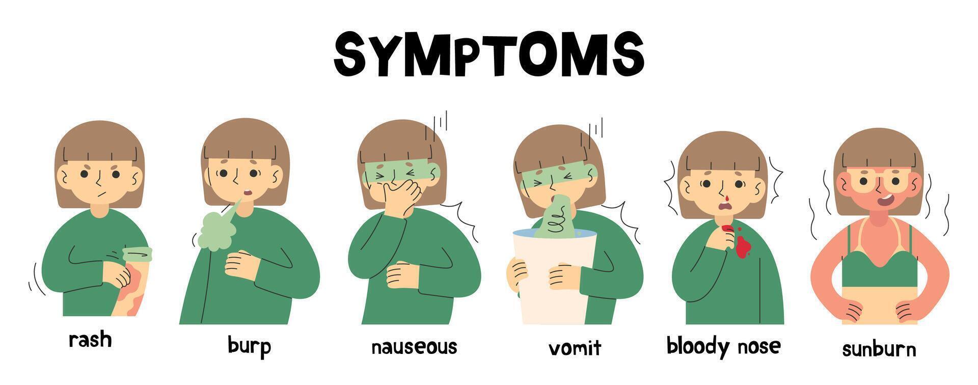 Symptoms cute on a white background, vector illustration.