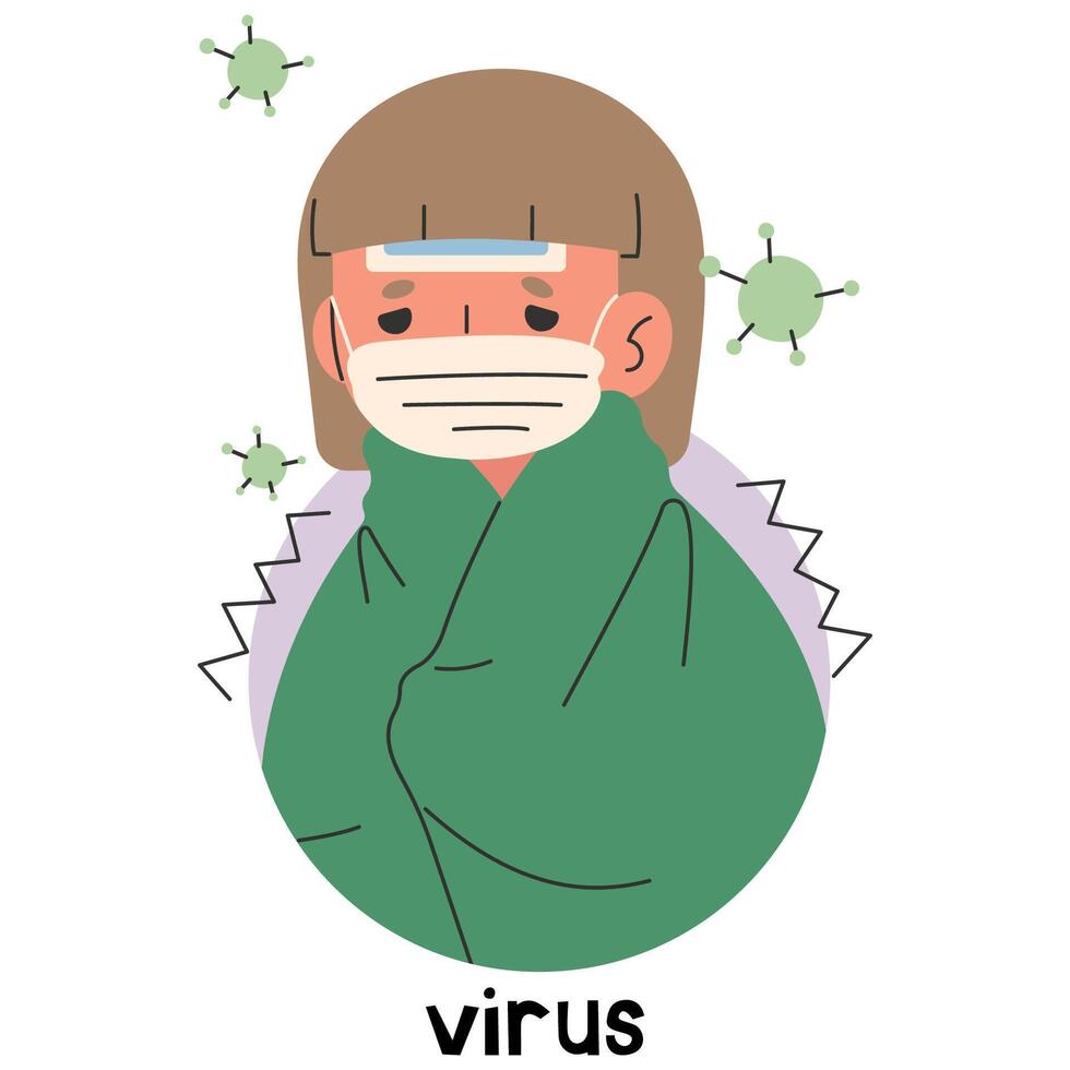 Virus 7 cute on a white background, illustration. vector