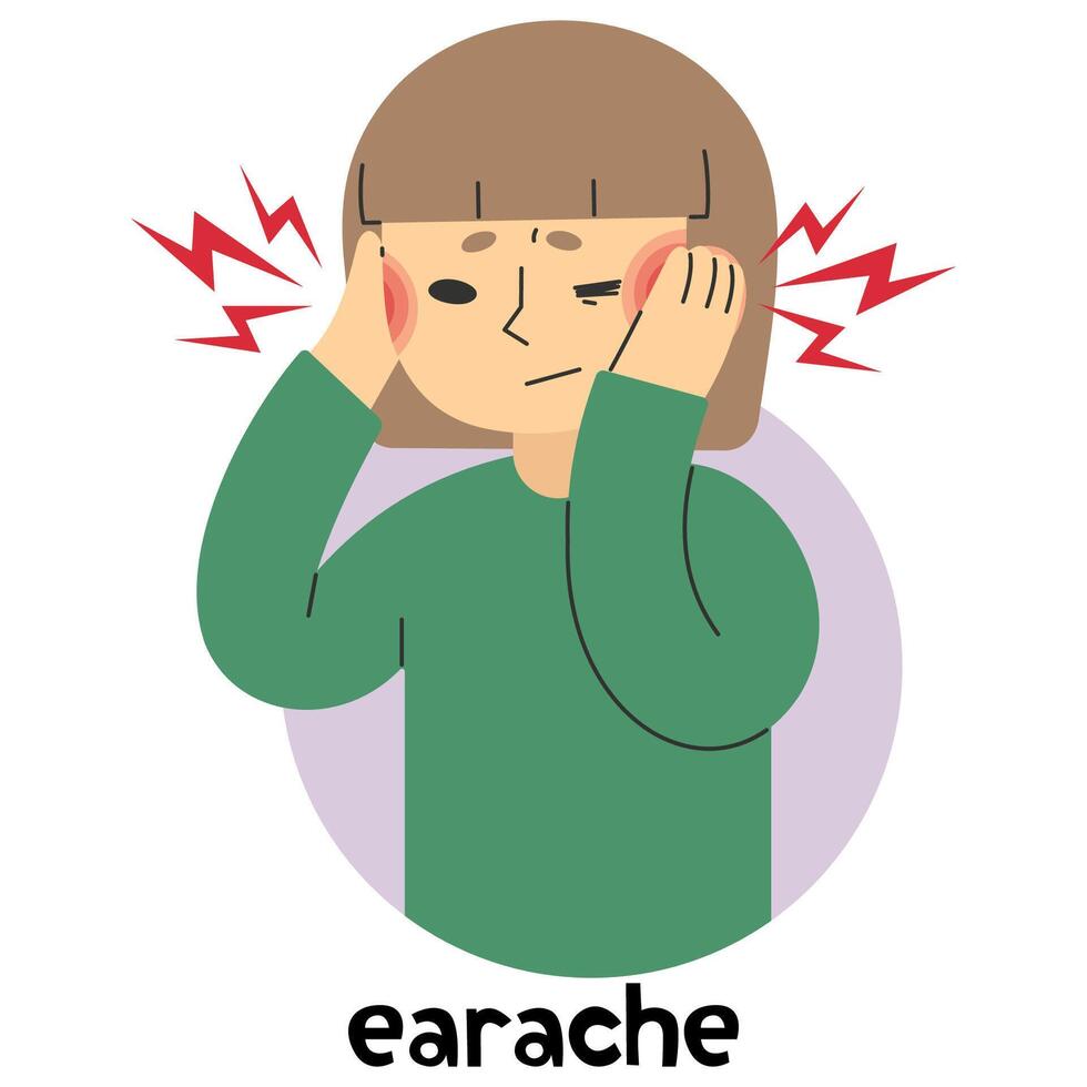 Earache 7 cute on a white background, illustration. vector