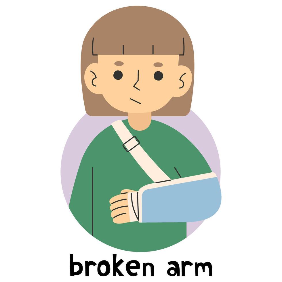 Broken arm 7 cute, vector illustration.
