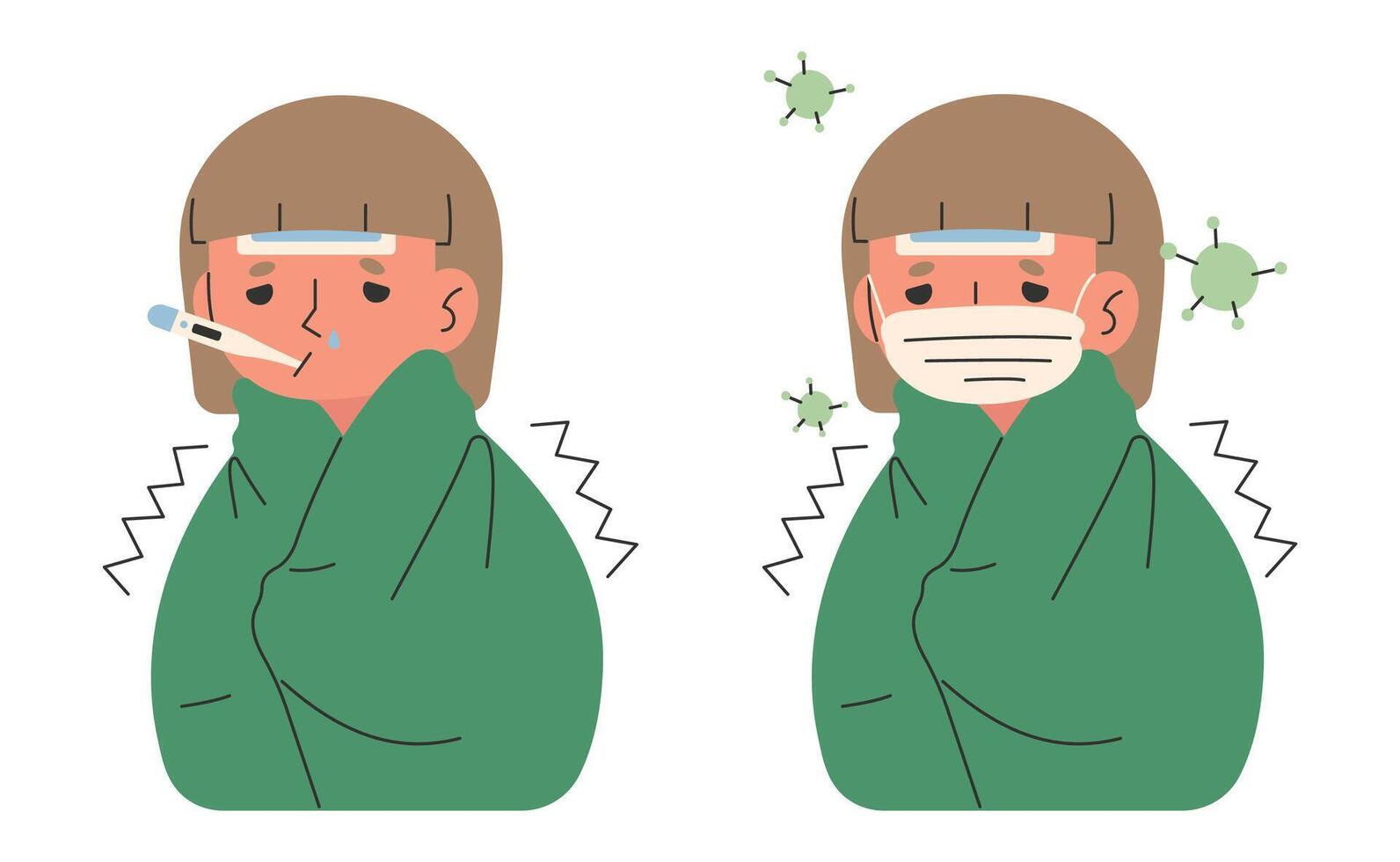 Ailments on a white background, vector illustration.
