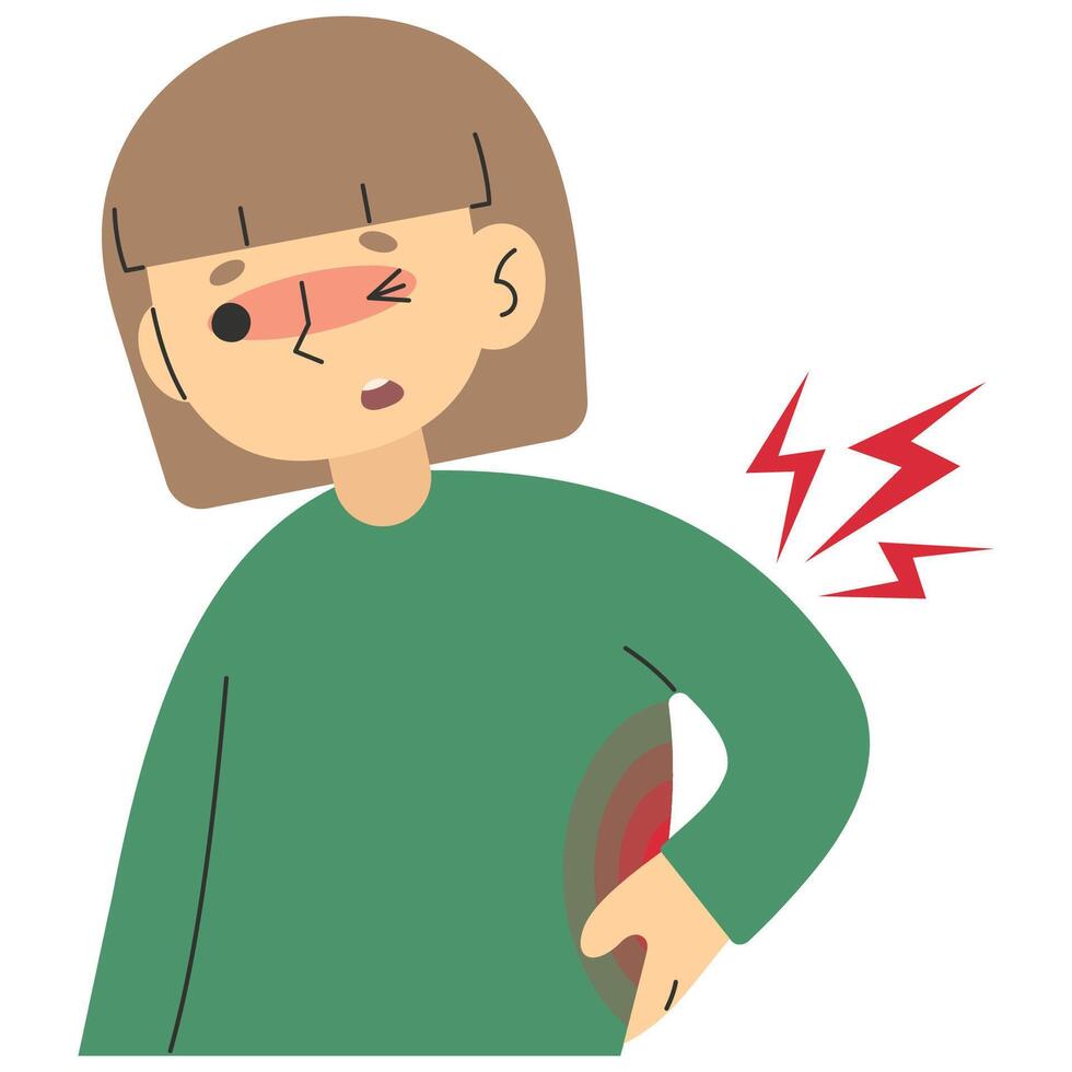 Backache 6 cute on a white background, illustration. vector
