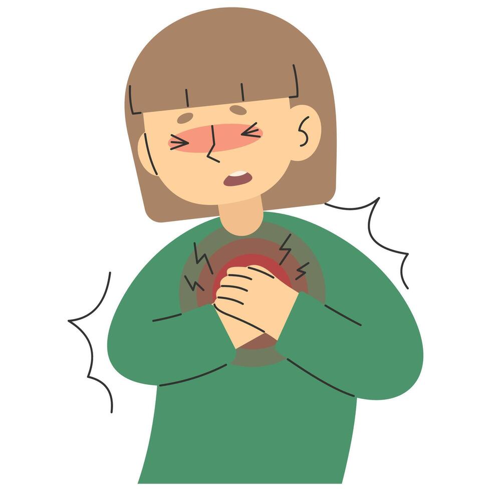 Chest Pain 6 on a white background, vector illustration.