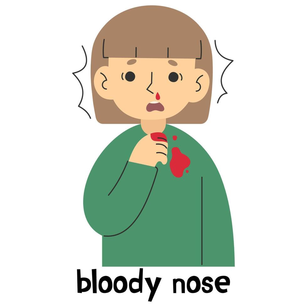 Bloody nose 5 cute, vector illustration.