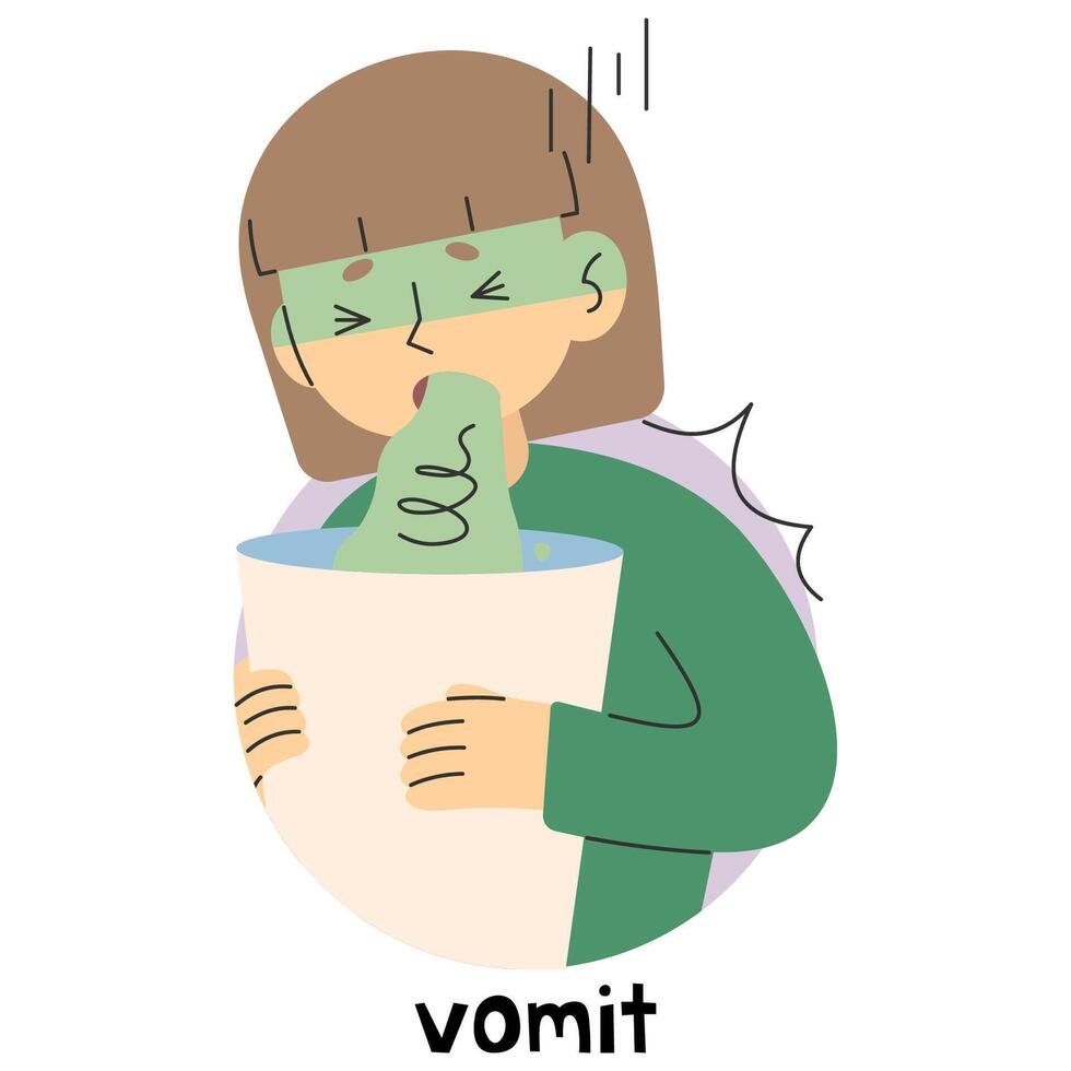 Vomit 7 cute on a white background, illustration. vector