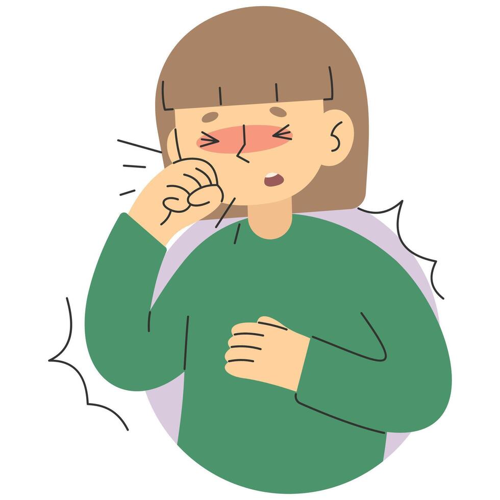 Cough 8 cute on a white background, illustration. vector