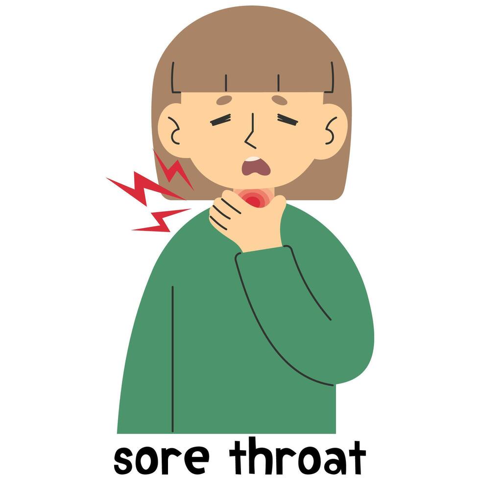 Sore throat 5 cute, vector illustration.