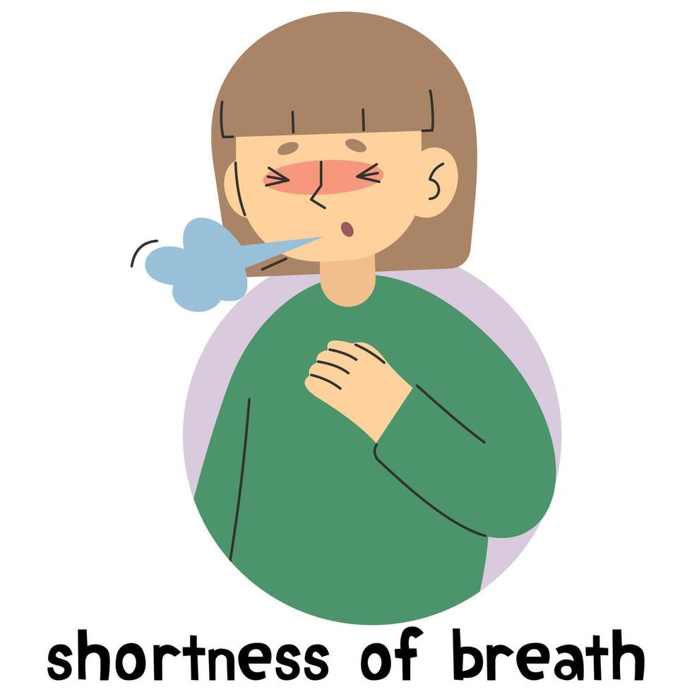 Shortness of breath 15 cute on a white background, vector illustration.