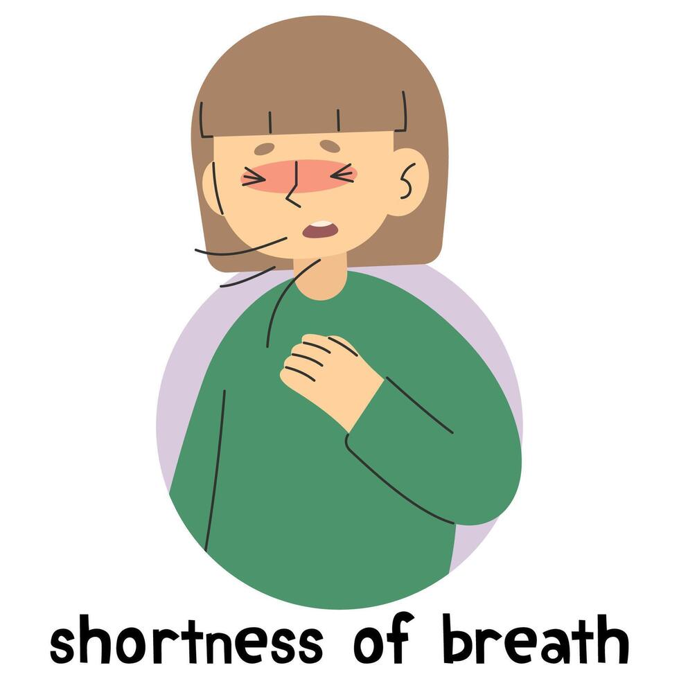 Shortness of breath 13 cute on a white background, vector