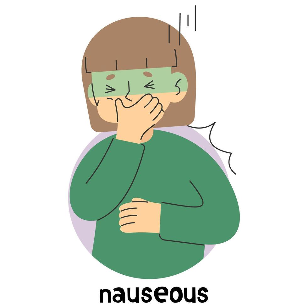 Nauseous 7 cute on a white background, illustration. vector