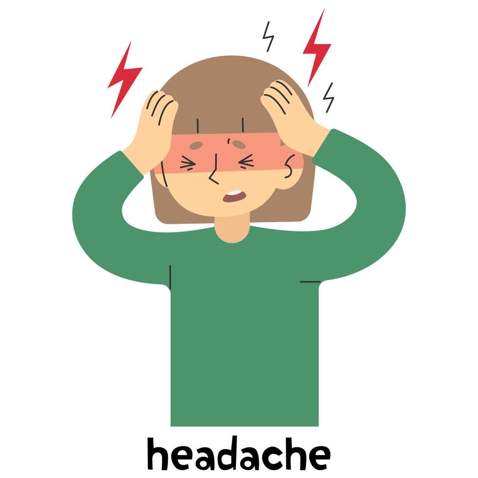 Headache 5 cute on a white background, illustration. vector