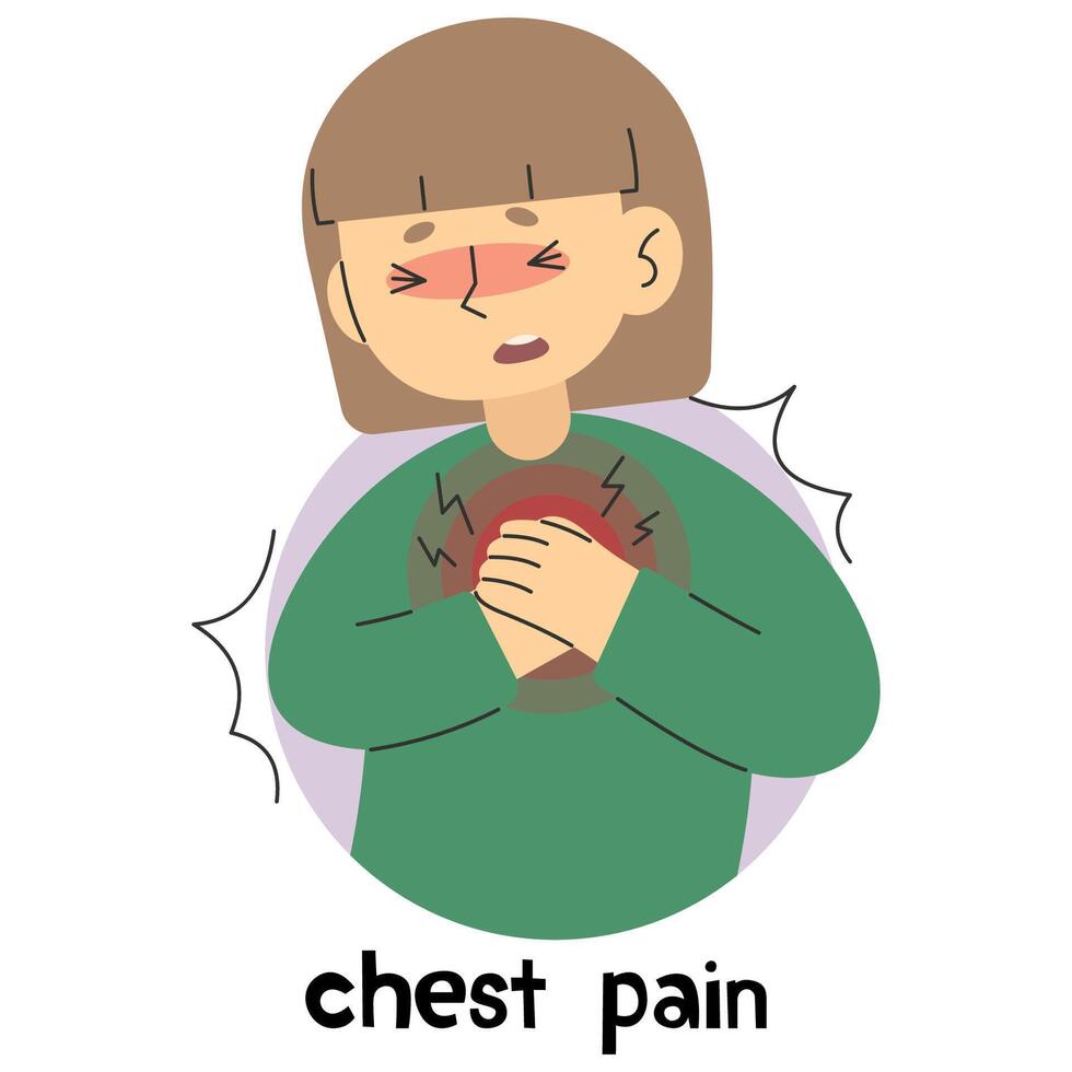 Chest Pain 7 cute on a white background, illustration. vector