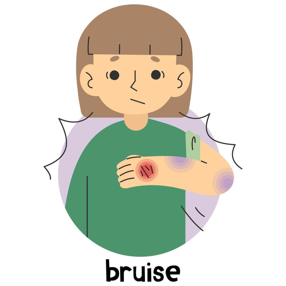 Bruise 7 cute on a white background, vector illustration.