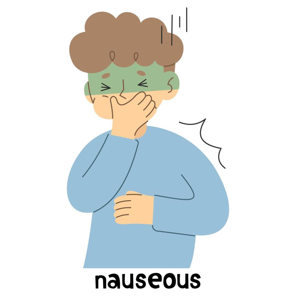 Nauseous cute on a white background, vector illustration.