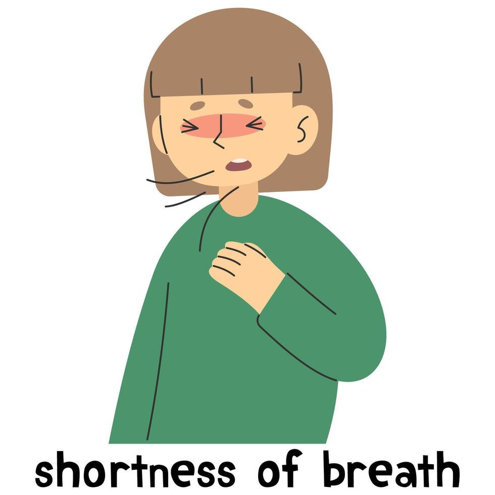 Shortness of breath 9 cute on a white background, illustration. vector
