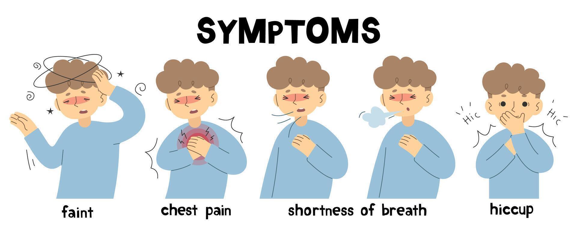 Symptoms 3 cute on a white background, vector illustration.