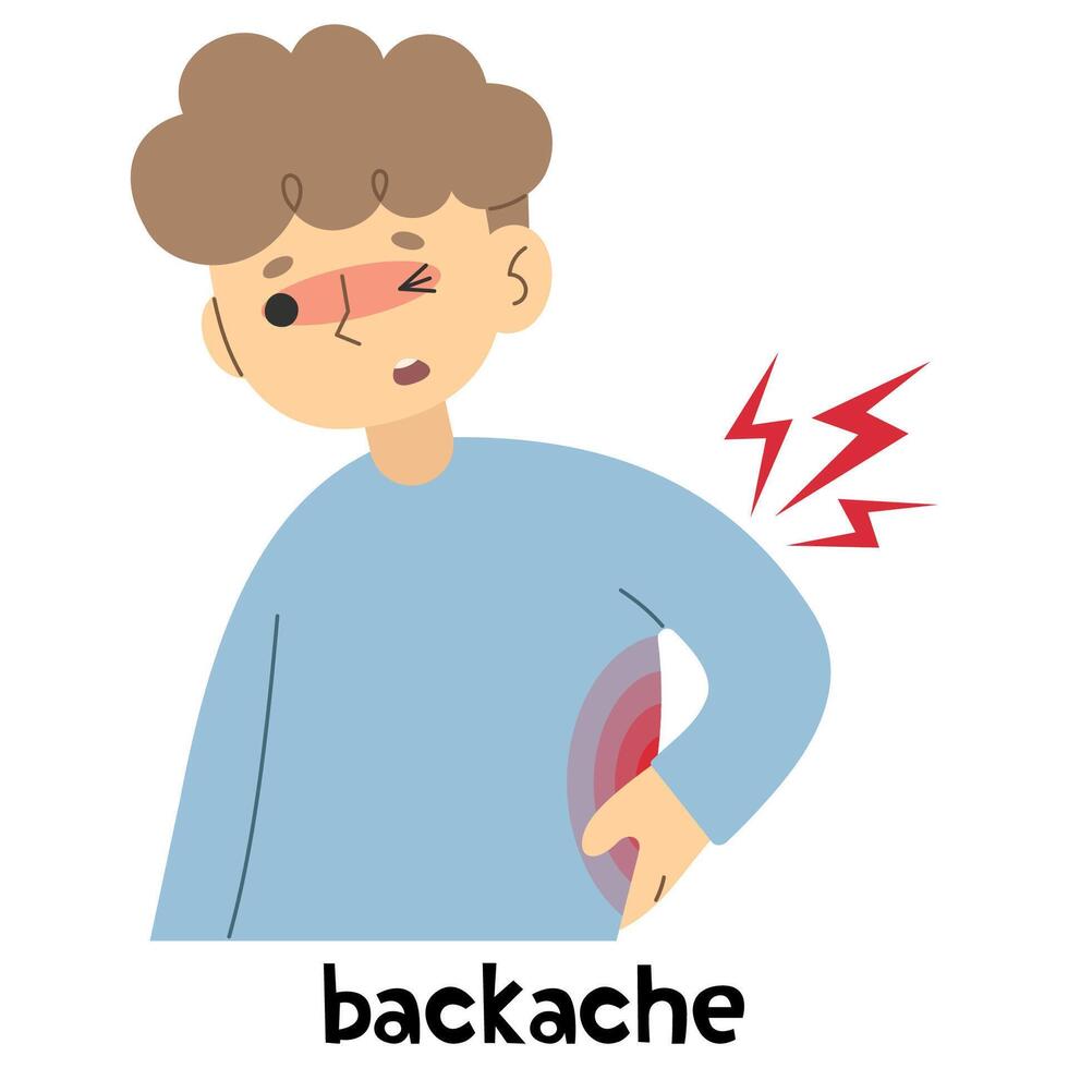Backache 1 cute on a white background, vector illustration.