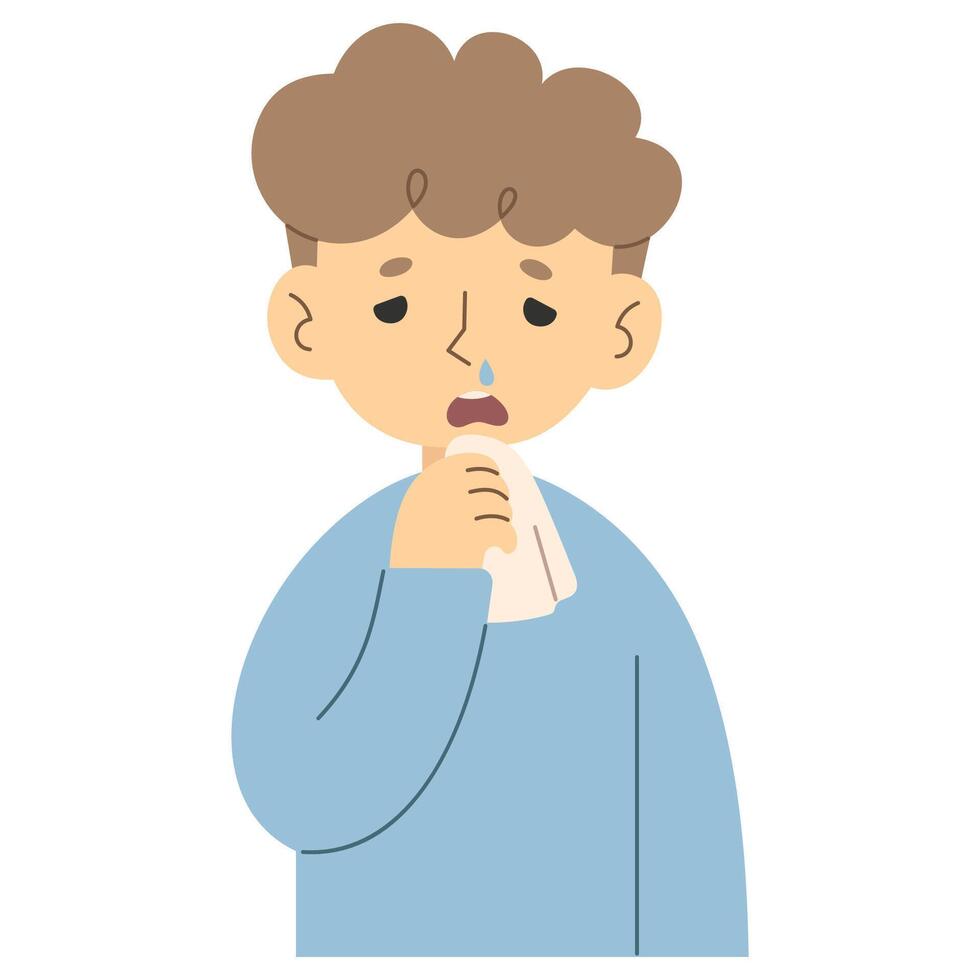 Runny nose 2 cute on a white background, illustration. vector
