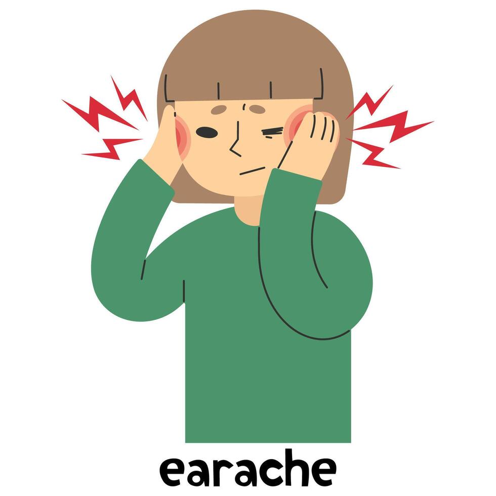 Earache 5 cute, vector illustration.