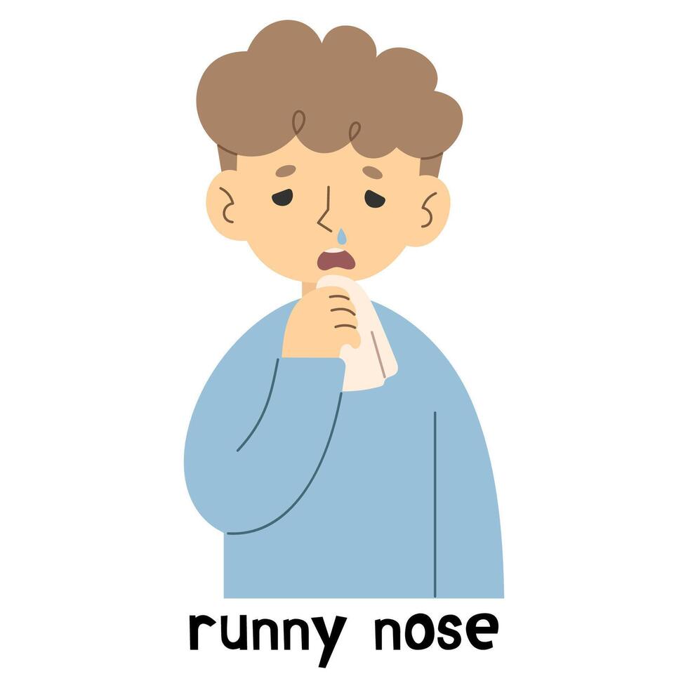 Runny nose 1 cute on a background, vector illustration.