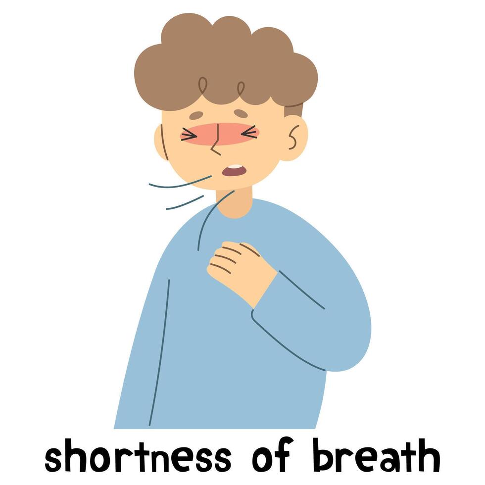 Shortness of breath 1 cute on a white background, vector illustration.