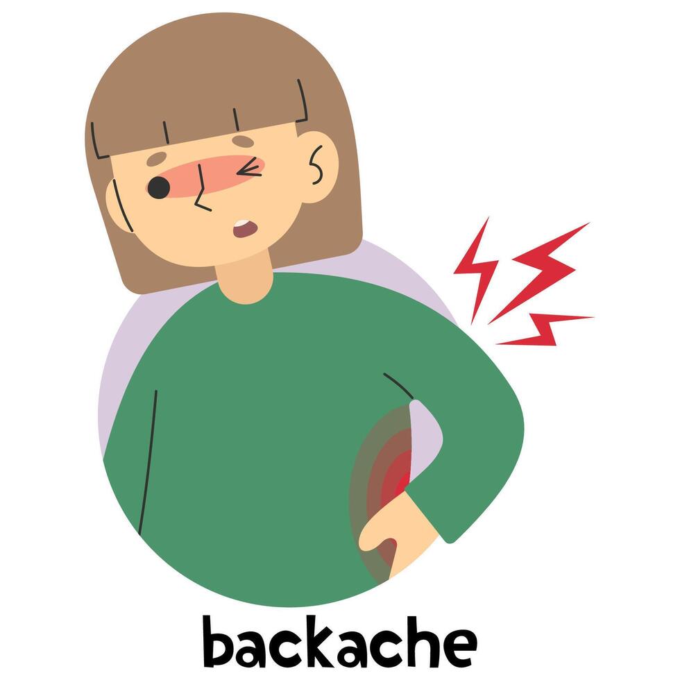 Backache 7 on a white background, vector illustration.