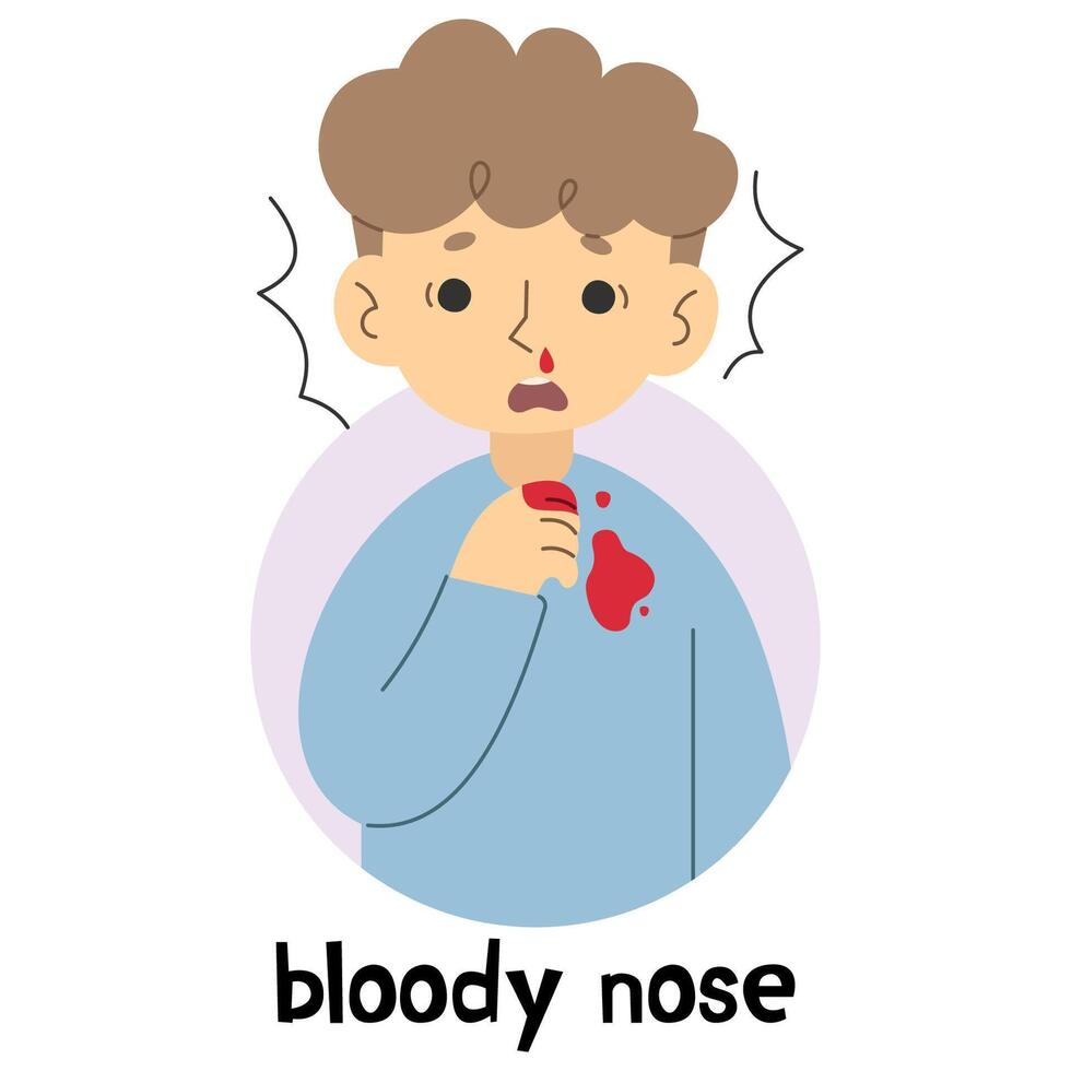 Bloody nose 3 cute on a white background, vector illustration.