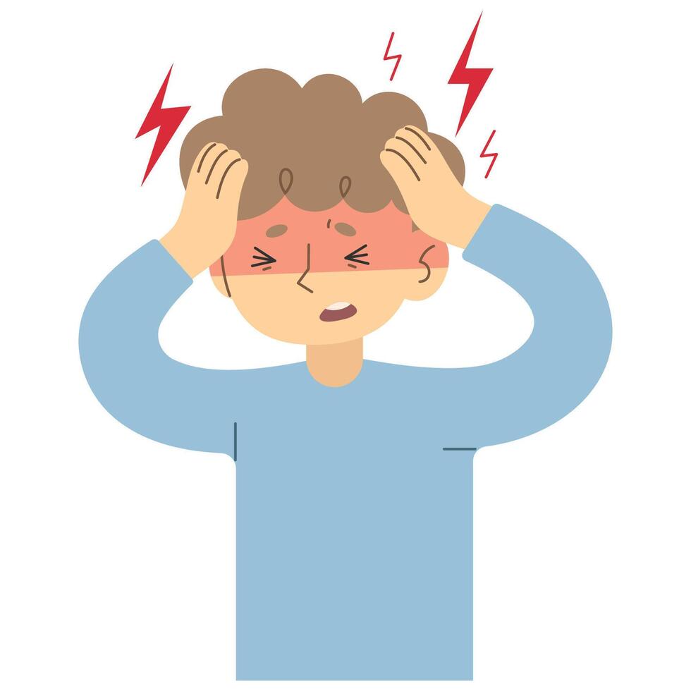 Headache 2 cute on a white background, illustration. vector