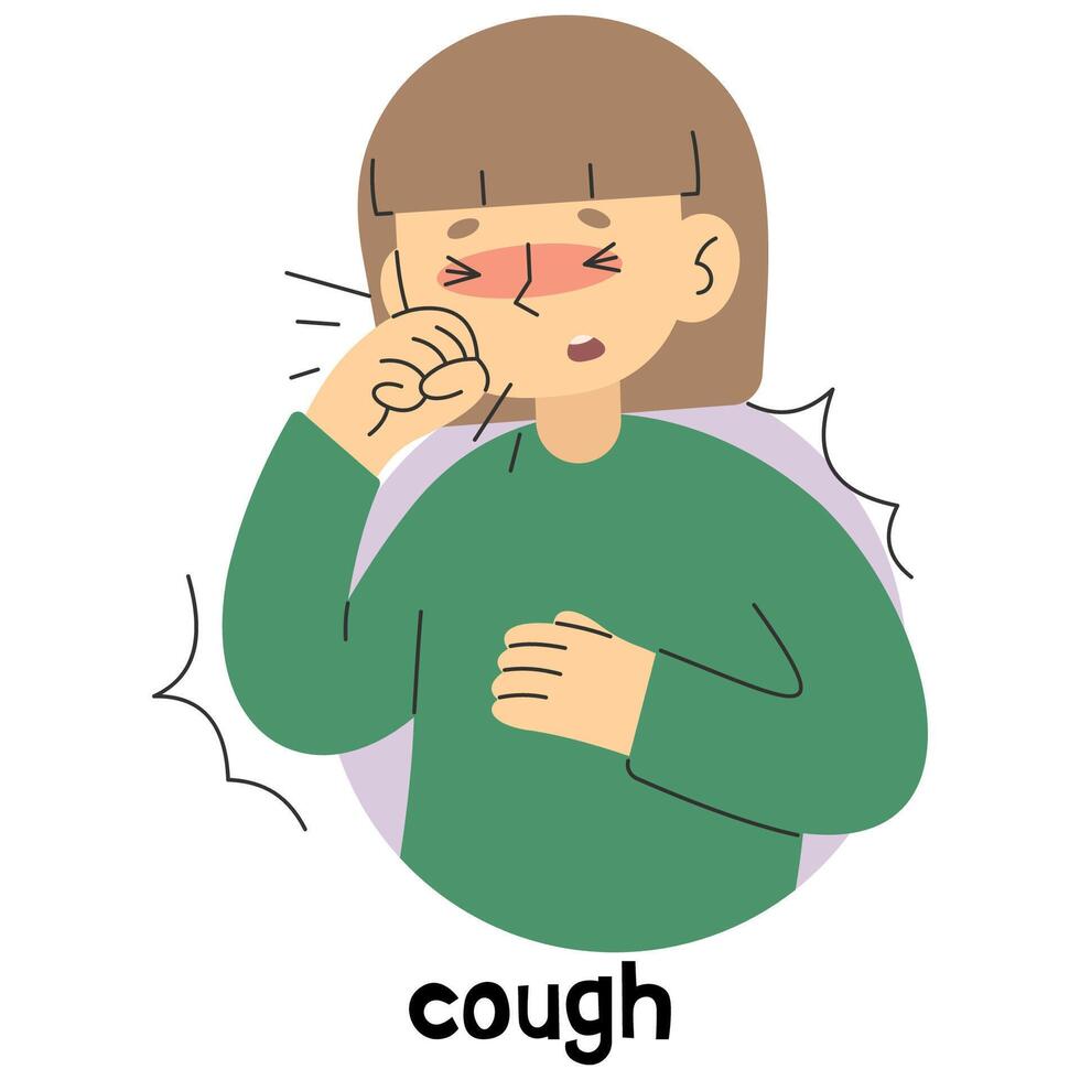 Cough 7 cute on a white background, vector illustration.