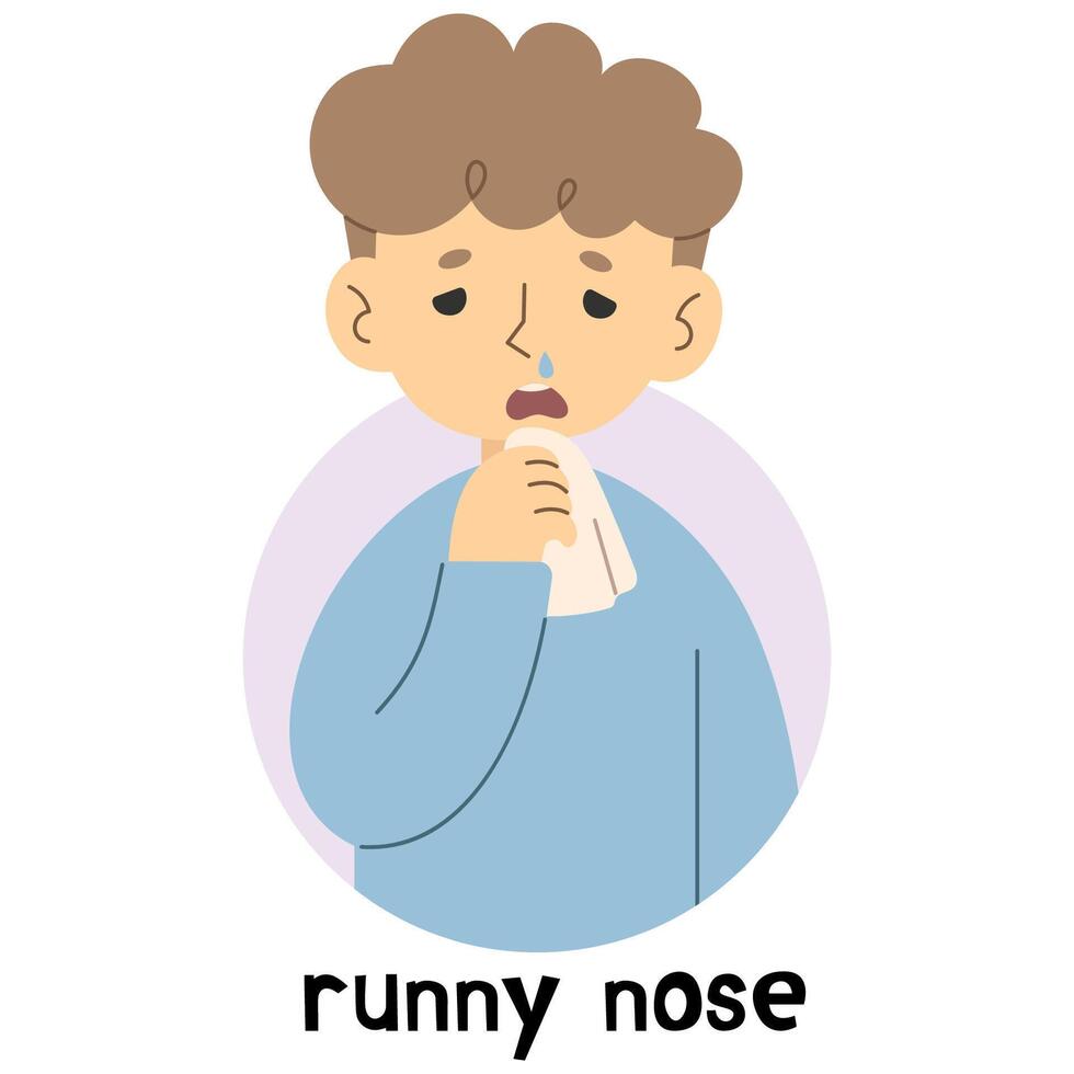 Runny nose cute on a white background, vector illustration.