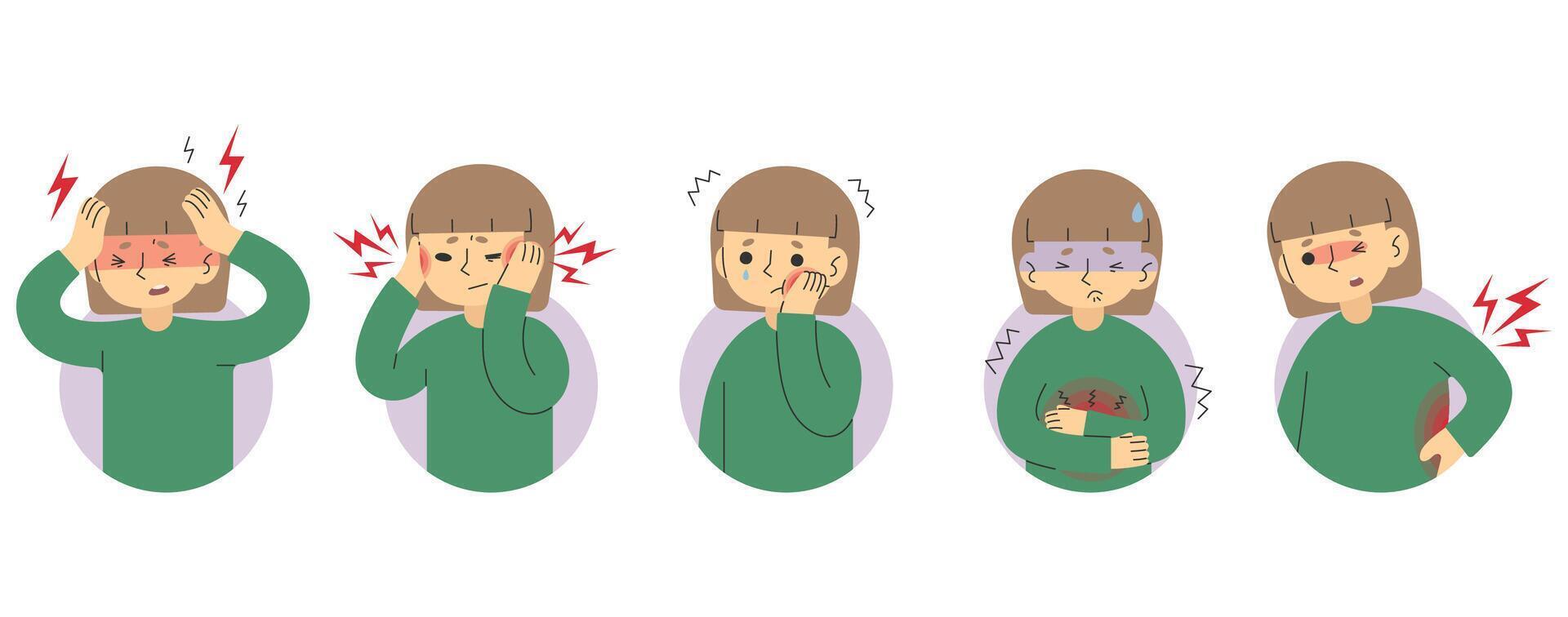Symptoms 29 cute on a background, vector illustration.