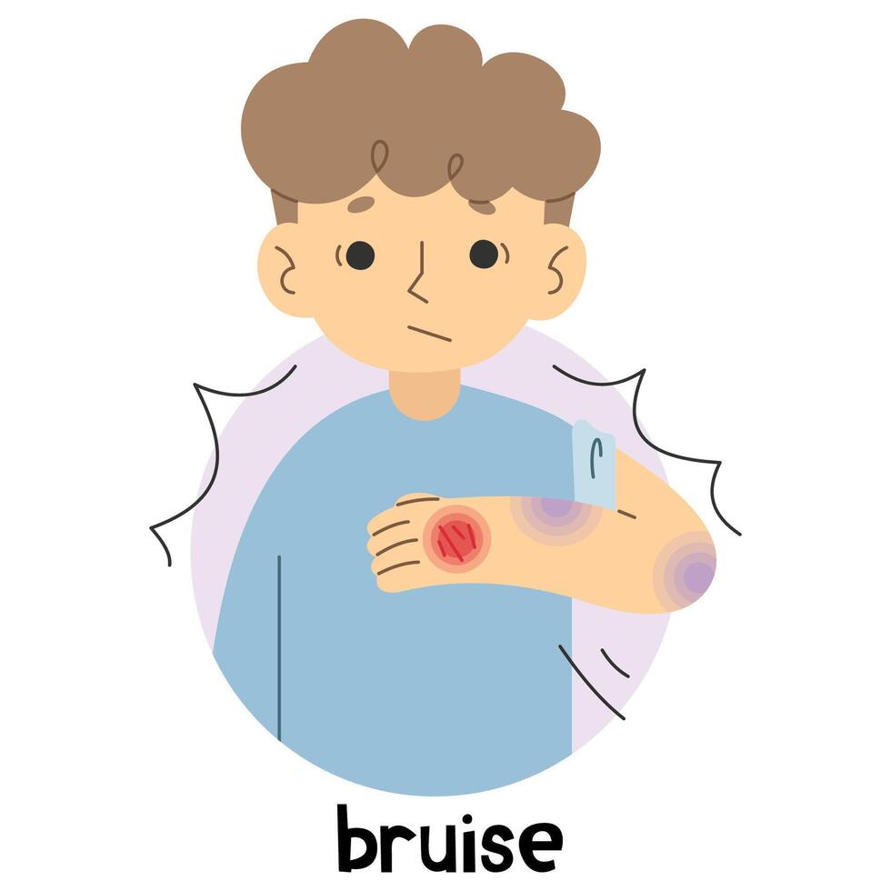 Bruise 3 cute on a white background, vector illustration.