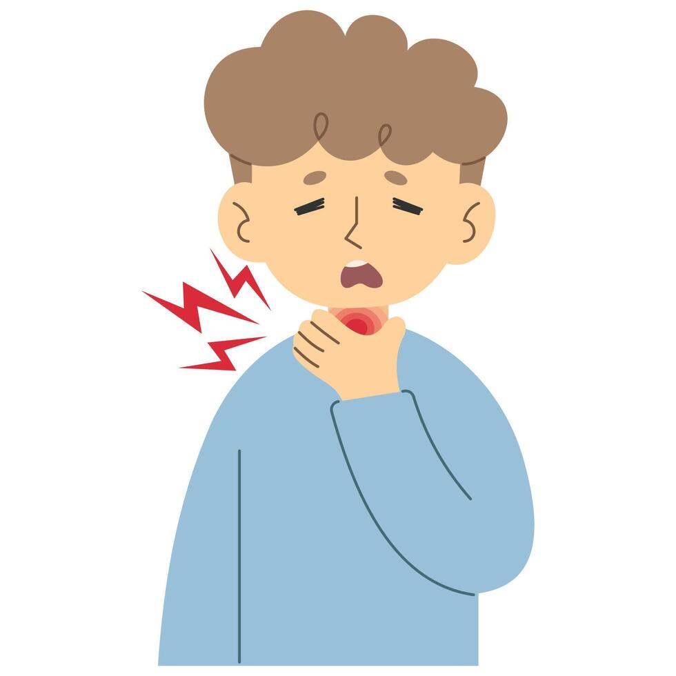 Sore throat 2 cute on a white background, vector illustration.