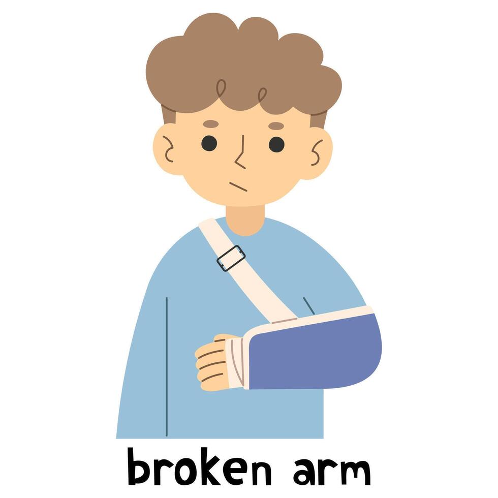 Broken arm cute on a white background, vector illustration.